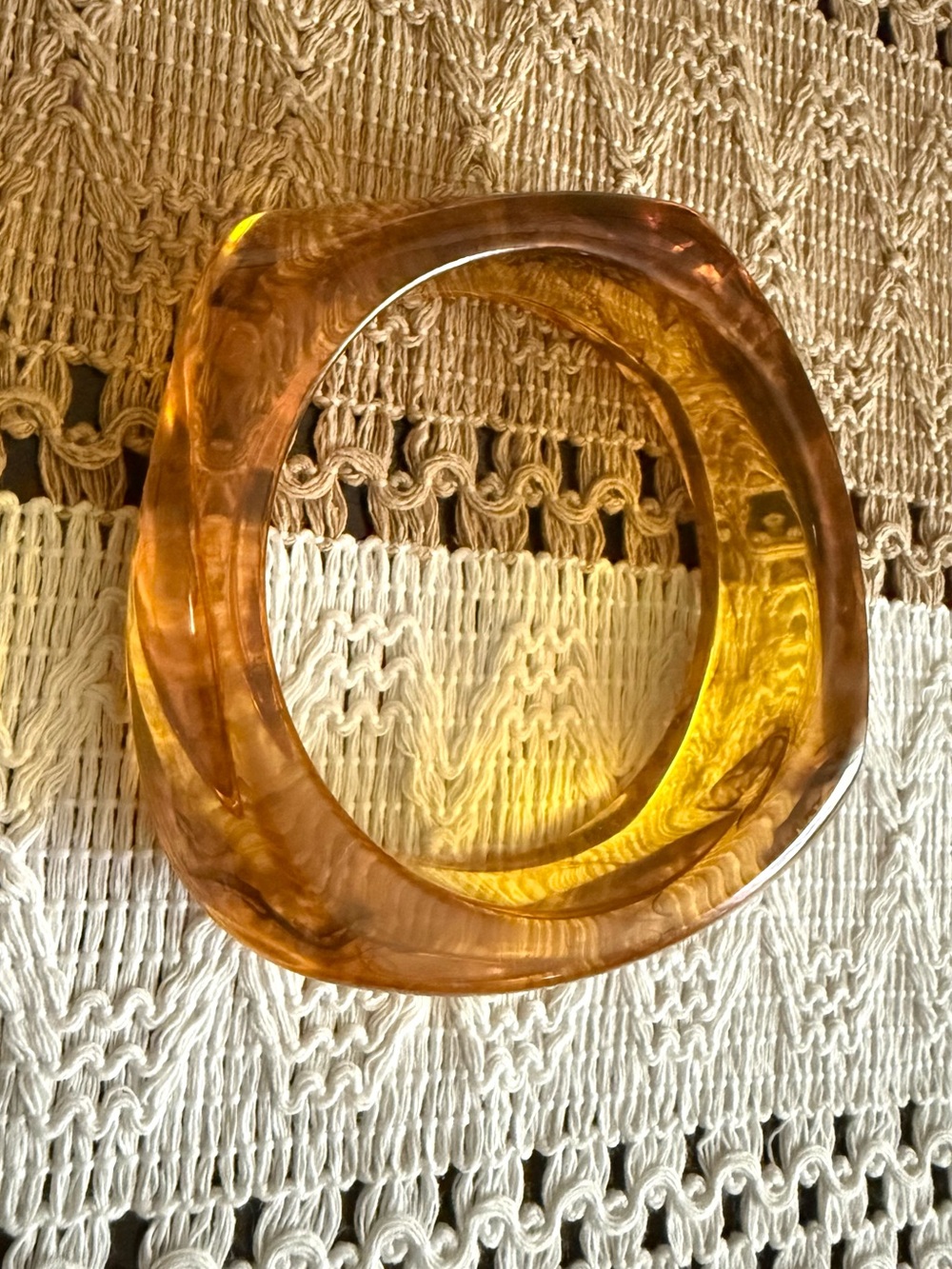 Amber Resin Sculptural Bangle Bracelet